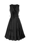 Lace-Up Ruched Sleeveless Casual Dress