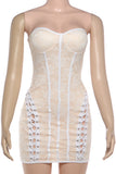 Strapless Lace-Up Evening Dress