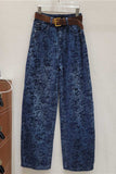 Paisley Print High-Waist Baggy Jeans