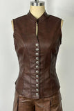 Button-Front Leather-Style Vest