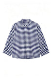 Plaid Band Collar Top and Drawstring Short Set