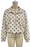 Polka Dot Half-Zip Crop Sweatshirt