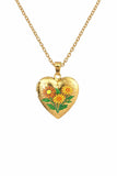 Floral Enamel Heart Locket Necklace