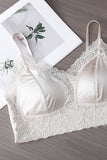 Lace Trim Satin Spaghetti Strap Bralette