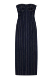 Pinstripe Strapless Corset Maxi Dress