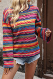 Multicolor Stripe Knit Bell Sleeve Top