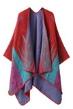 Geometric Print Open Front Knit Poncho