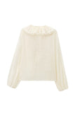 Ruffle V-Neck Puff Sleeve Blouse
