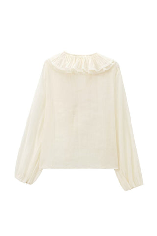 Ruffle V-Neck Puff Sleeve Blouse