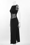 Sleeveless Lace Panel Midi Dress