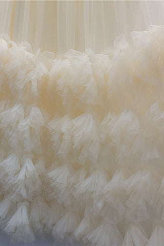 Tiered Ruffle Tulle Midi Skirt