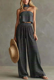 Striped Tube-Top High-Waist Pants Set