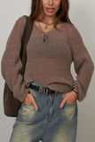 Sheer V-Neck Loose Knit Sweater