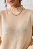 Mock Neck Lace Hem Knit Sweater