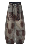 Rose Graphic Barrel Leg Jeans