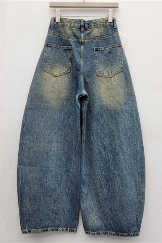 Barrel Leg Panel Detail Jeans