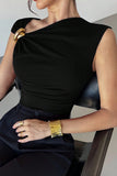 Asymmetrical Tank with Gold Detail