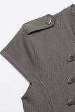 Military Shoulder Detail Zip Vest