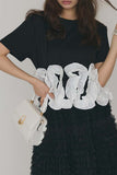 Ruffle-Accented Casual T-Shirt