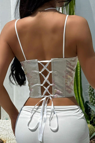 Floral Bustier Spaghetti Strap Tank