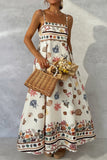 Square Neck Shell Print Maxi Casual Dress