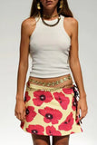 Floral Print Side Tie Mini Skirt