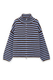 Striped Zip-Up Mock Neck Cardigan