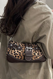 Leopard Print Buckle Strap Shoulder Bag