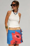 Floral Print Side Tie Mini Skirt