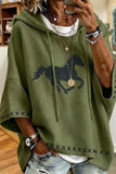 Horse Graphic Poncho Hoodie