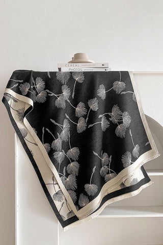 Botanical Print Reversible Fringe Wrap Scarf