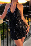 Sequin Halter Mini Dress