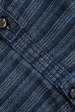 Striped Double-Breasted Denim Jacket