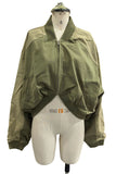 Ribbed Cuff Zip-Front Bomber Jacket