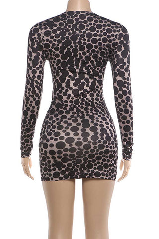Sheer Polka Dot Long Sleeve Mini Dress