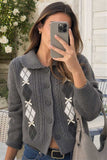 Argyle Bow Knit Collar Cardigan
