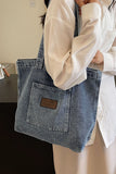 Faded Wash Tote Bag With Front Patch Pocket