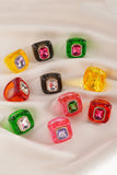 Square Gemstone Resin Statement Ring