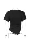Ruched Asymmetrical Hem Short Sleeve Top
