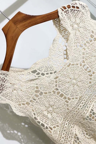 Crochet Overlay Sleeveless Blouse