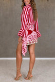 Striped Bell Sleeve Wrap Skirt Set