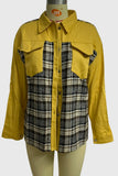 Plaid Patchwork Button-Front Jacket