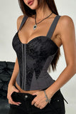 Lace Hook-Front Cross-Back Corset Top