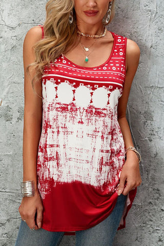 Abstract Print Scoop Neck Tunic Top