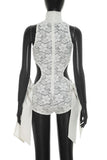 Lace Halter Romper with Sash Detail
