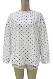 Polka Dot Crew Neck Long Sleeve Short Set