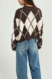 Argyle Knit Crew Neck Sweater