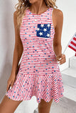Striped Tank Dress with Star Pocket