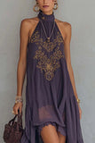 Pattern Halter High-Low Dress