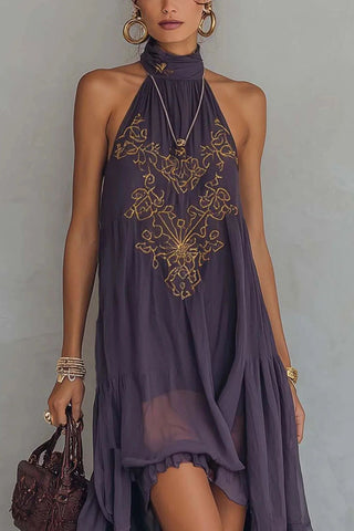 Pattern Halter High-Low Dress